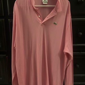 🐊 Lacoste Long Sleeved Pink Polo Shirt EUC Size 8 2XL